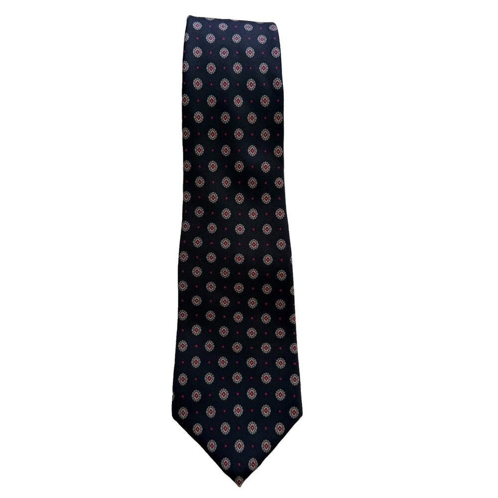 Christian Dior Monsieur Designer Mens Tie Black Geometric Design 100% Silk Italy